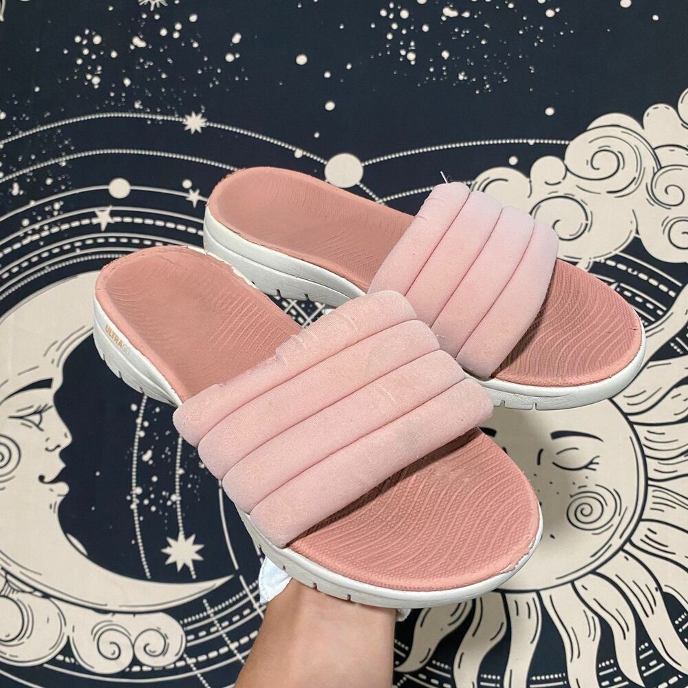Skechers Ultra GO Slide Sandal Women's Pink Slip-On Open Toe Casual Cushioned